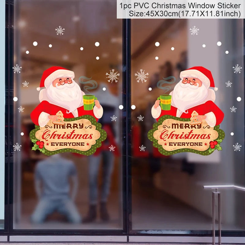 Christmas Window Stickers Christmas Wall Sticker Kids Room Wall Decals Merry Christmas Decorations For Home New Year Stickers