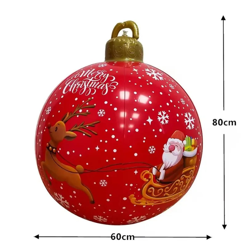 32 Inch Giant PVC Inflatable Christmas Ball Ornaments Outdoor Large Xmas Blow Ball Decorations for Christmas Party Ornaments