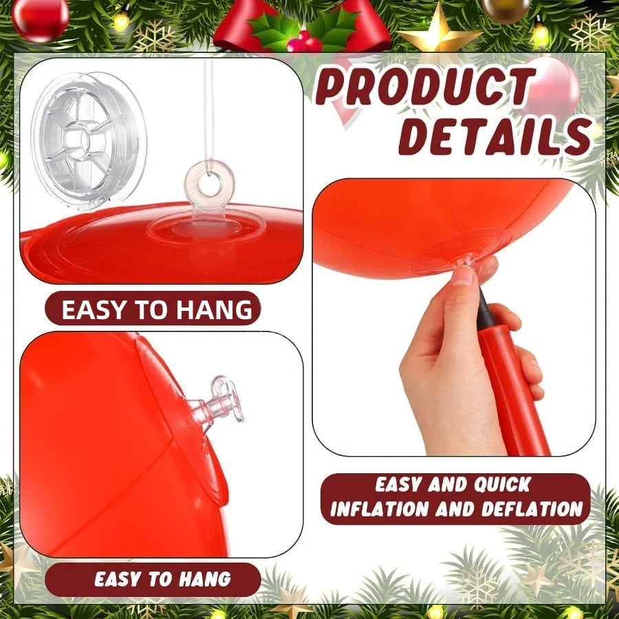 32 Inch Giant PVC Inflatable Christmas Ball Ornaments Outdoor Large Xmas Blow Ball Decorations for Christmas Party Ornaments