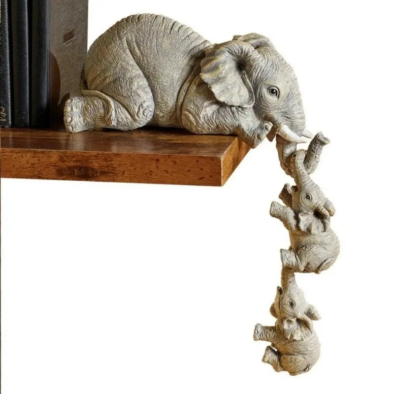 Set of 3 cute elephant & baby resin figurines, perfect for home decoration or as a charming gift.