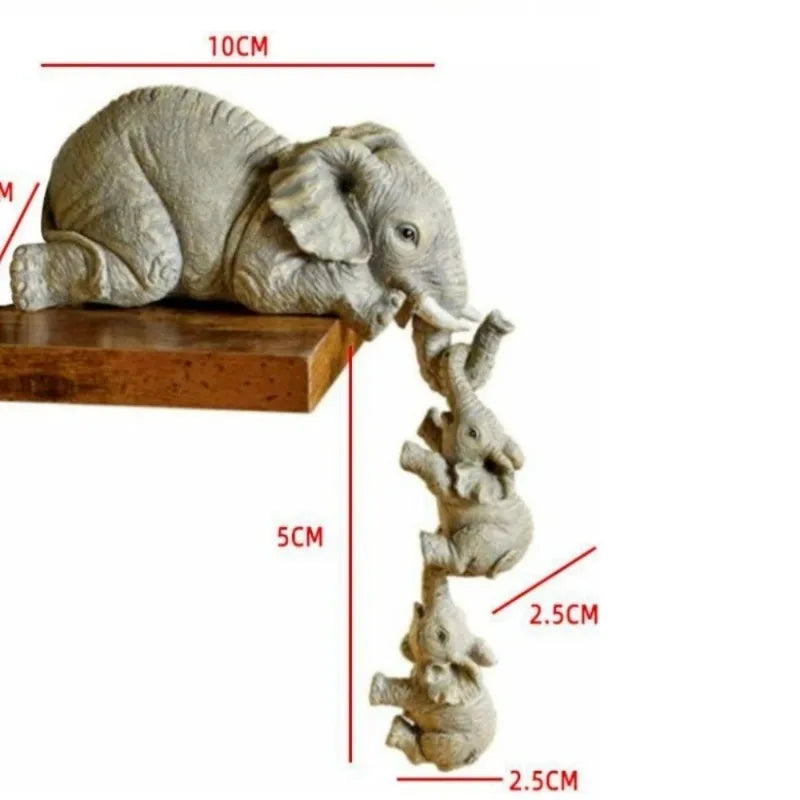 Set of 3 cute elephant & baby resin figurines, perfect for home decoration or as a charming gift.