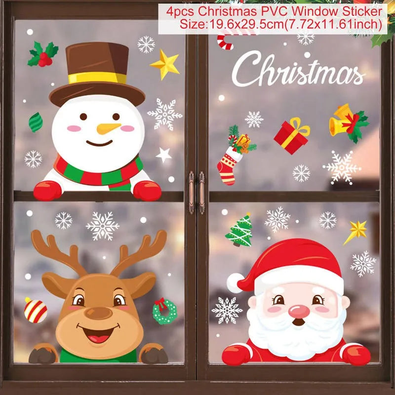 Christmas Window Stickers Christmas Wall Sticker Kids Room Wall Decals Merry Christmas Decorations For Home New Year Stickers